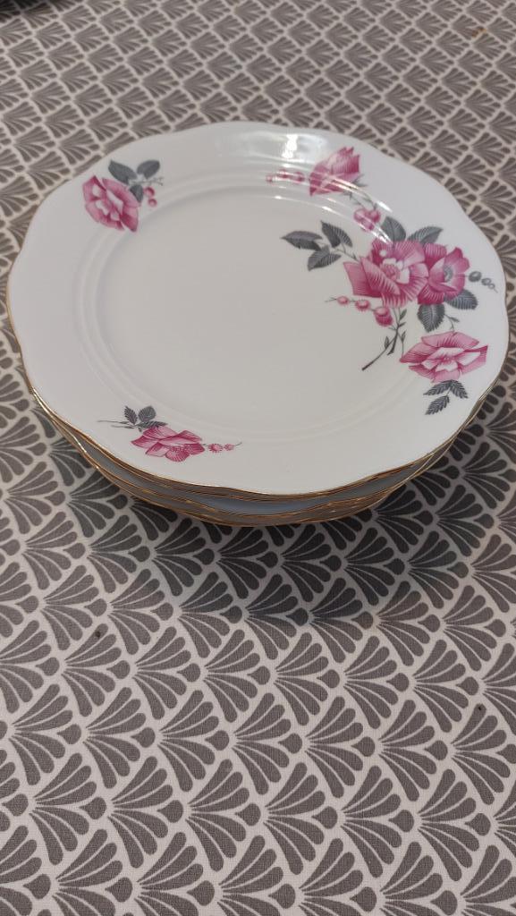 Lot de six assiettes vintage fleuri années 50(avec le thé), Enlèvement ou Envoi