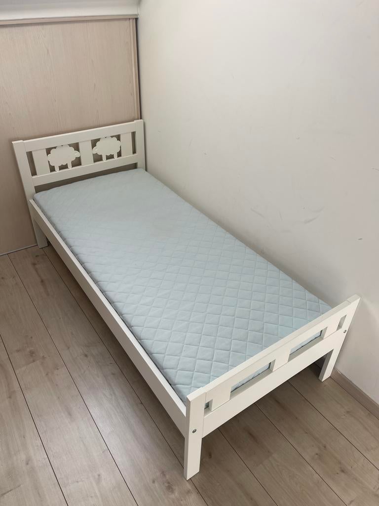 Lit pour enfant blanc avec sommier à lattes 160x 70, Maison & Meubles, Chambre à coucher | Lits, Utilisé, Une personne, 70 cm ou moins