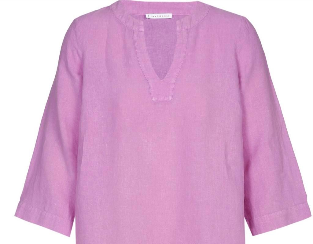 XANDRES GOLD, Mauve linnen blouse/tuniek, maat 50, Kleding | Dames, XANDRES GOLD, Ophalen of Verzenden, Zo goed als nieuw, Paars
