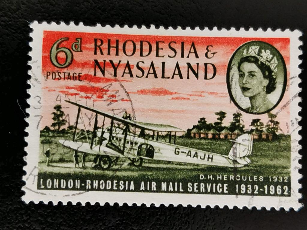 Rhodesia-Nyasaland 1962 - vliegtuigen, Ophalen of Verzenden, Gestempeld, Vliegtuigen