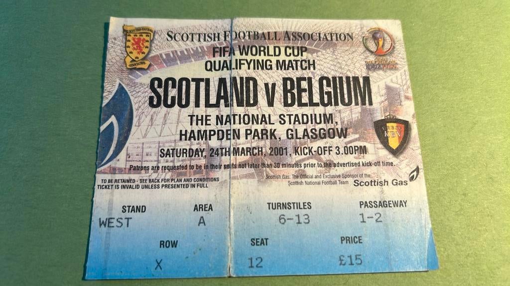 Ticket Ecosse Belgique 2001, Collections, Envoi, Utilisé