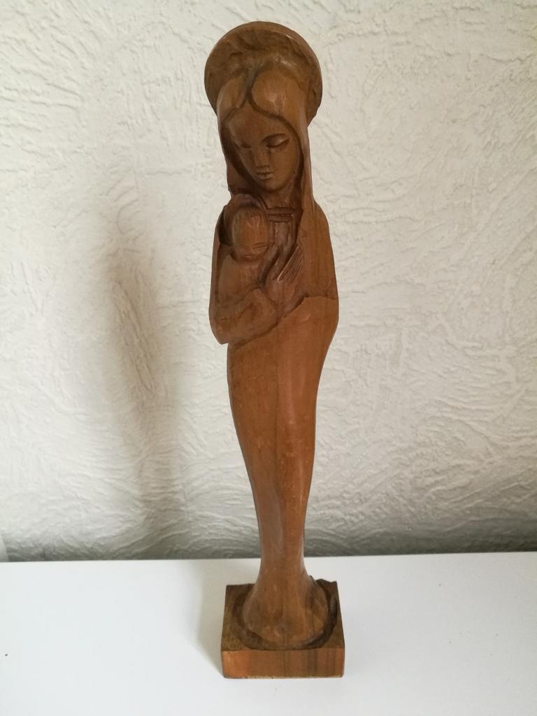 Figurine Vierge à l'Enfant en bois - vintage, Enlèvement ou Envoi