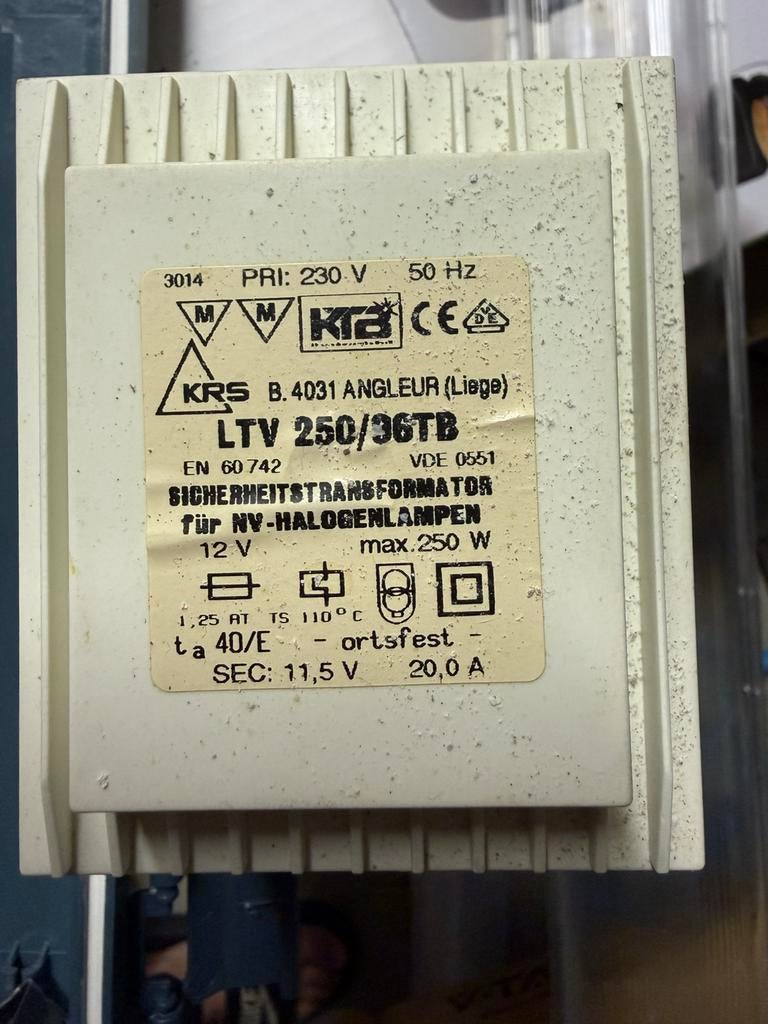 Transformator 250W Halogeen LTV 250/36 naar 12V, Ophalen of Verzenden, Zo goed als nieuw