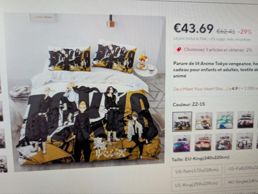Housse de couette 240x220 + 2 taies Tokyo Revengers, Enlèvement ou Envoi, Housse de couette