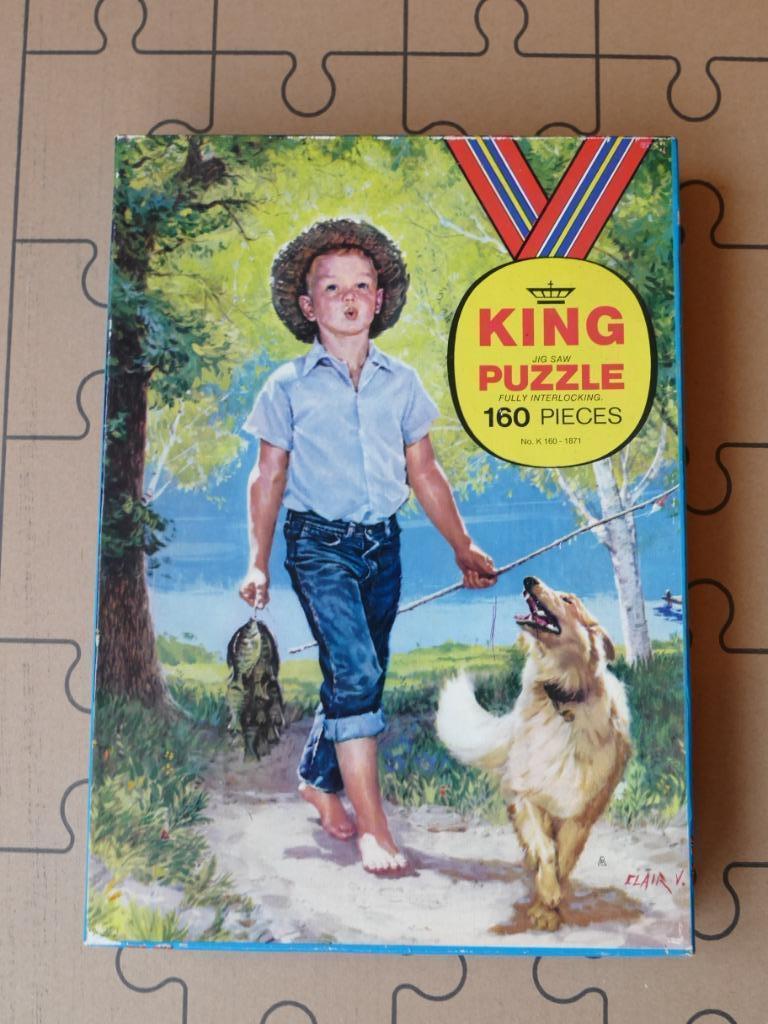 Oude vintage King jig saw puzzle, Verzamelen, Ophalen of Verzenden, Overige typen