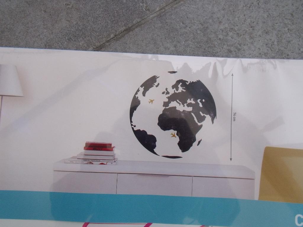 stickers mural rond mappemonde 74 cm diamètre, Enlèvement, Neuf