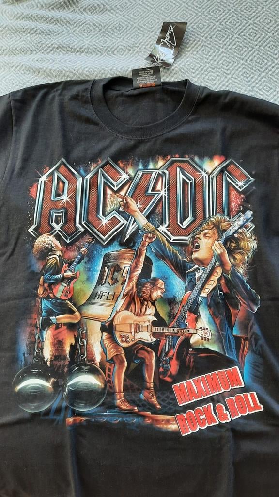 AC DC T-SHIRT, maat large, front en backprint NIEUW, Ophalen of Verzenden, Zo goed als nieuw, Maat 52/54 (L), Zwart