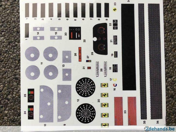 Pocher FERRARI Testarossa K51 Stickervel, schaal 1/8., Hobby en Vrije tijd, Modelbouw | Auto's en Voertuigen, Ophalen of Verzenden