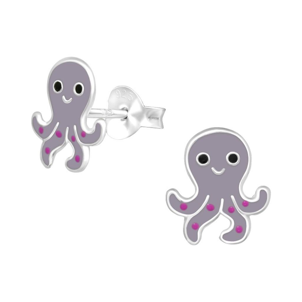 Zilveren octopus kinderoorbellen - 8 x 9 mm, Ophalen of Verzenden, Nieuw, Oorbellen