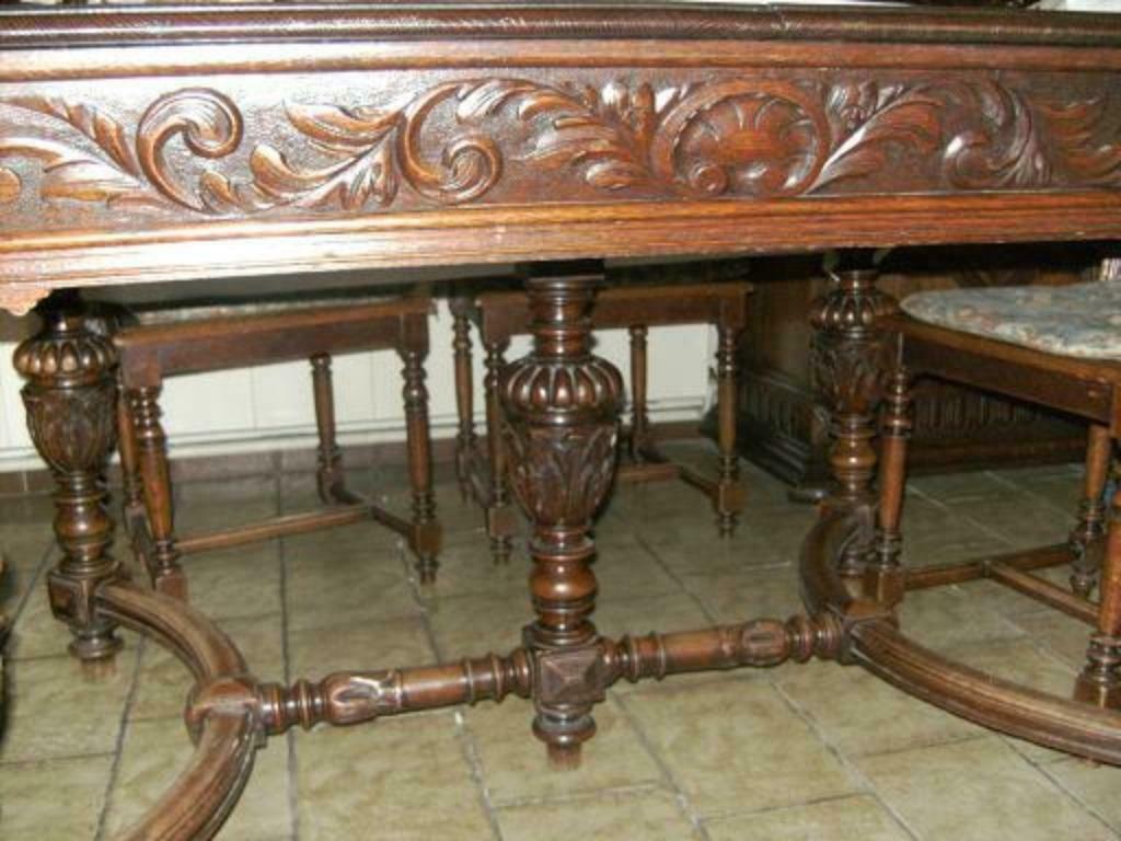 mechelse tafel met 6 stoelen breugel rug leuning, Enlèvement