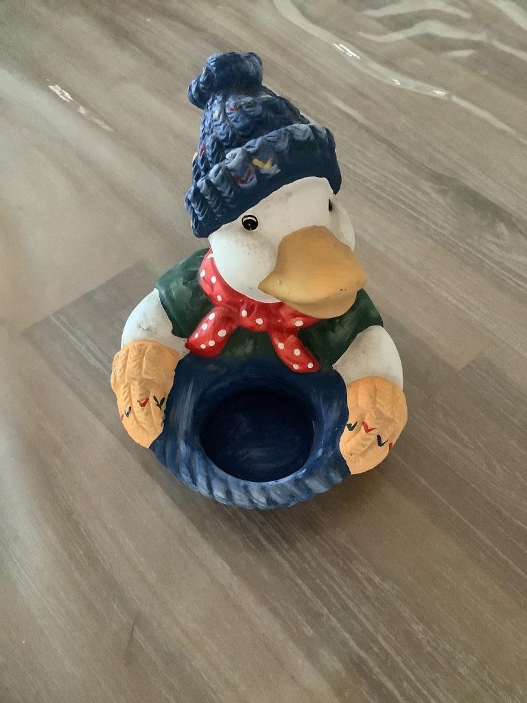 Bougeoir canard H 11 cm, Moins de 25 cm, Enlèvement ou Envoi, Autres couleurs, Utilisé