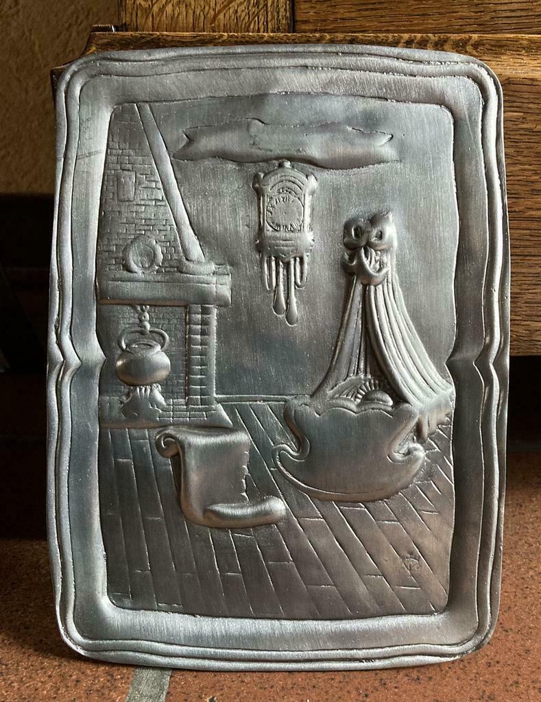 Tinnen geboorte schotel (92 procent tin)500 gram 23/17 cm, Antiek en Kunst, Antiek | Tin, Ophalen of Verzenden