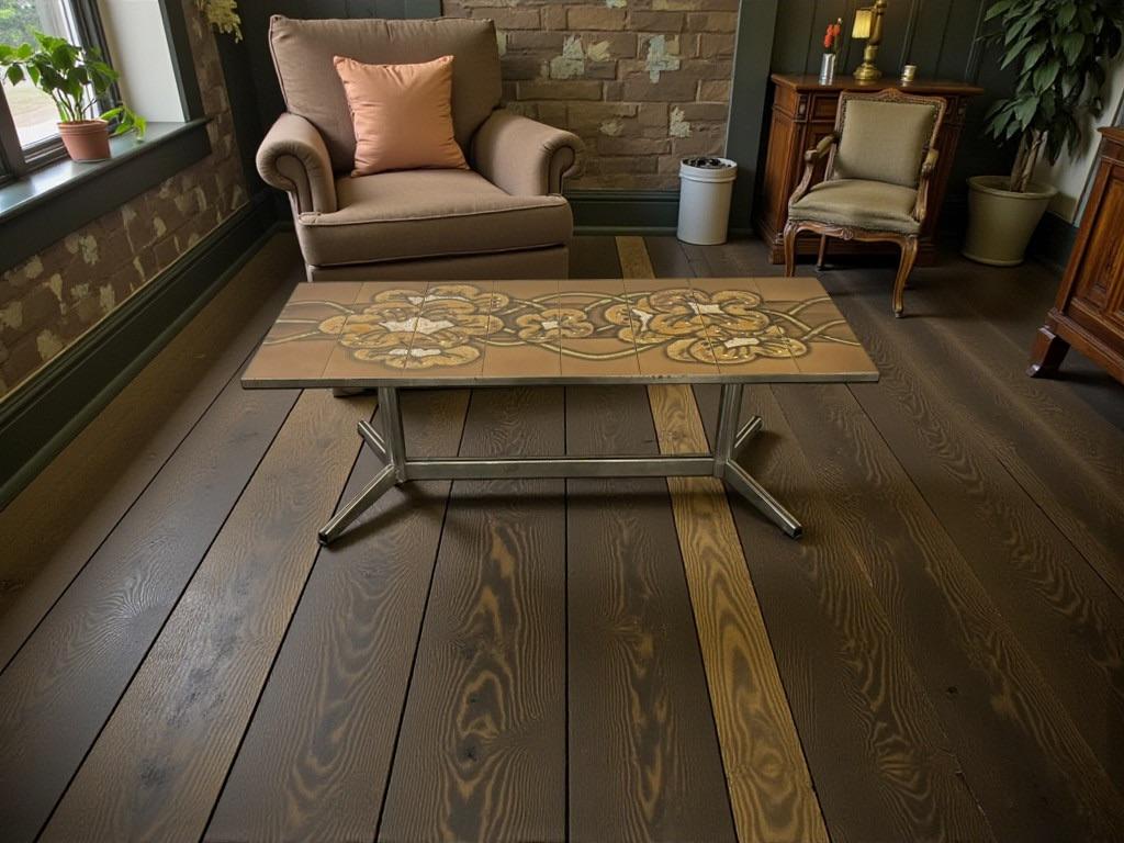 vintage keramieken salontafel met chromen frame, Huis en Inrichting, Tafels | Salontafels, Ophalen of Verzenden