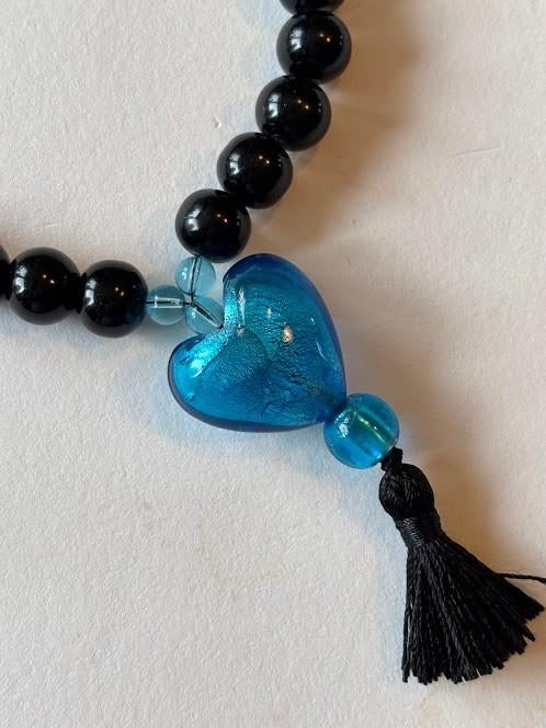 Collier perles verre noir et turquoise, Enlèvement ou Envoi, Neuf, Autres couleurs, Argent