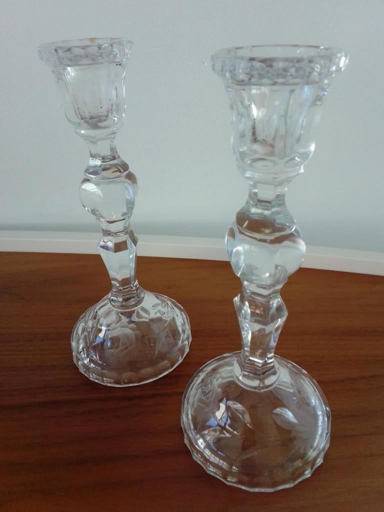 Deux chandeliers anciens en cristal « Nachtman », Enlèvement