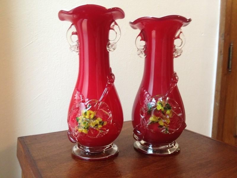 Ensemble de vases rouges de Murano, Enlèvement ou Envoi