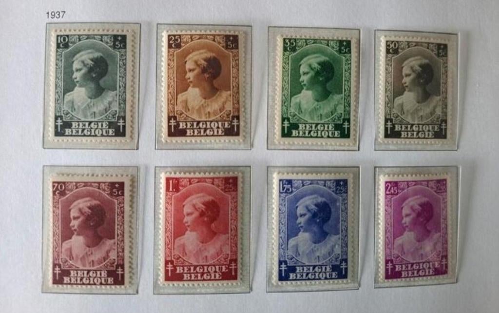 Belgique OBP 458-465 ** 1937, Enlèvement ou Envoi, Non oblitéré, Neuf