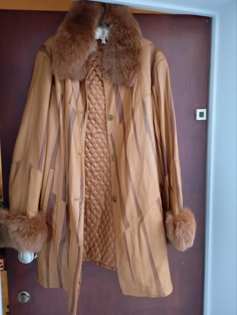 Kalfslederen jas maat 46, Enlèvement ou Envoi, Comme neuf, Taille 46/48 (XL) ou plus grande