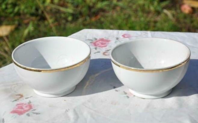 2 grands bols  blanche ligne or baudour cerabel, Antiek en Kunst, Ophalen of Verzenden