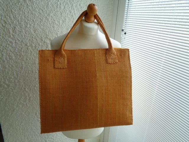 Grand sac jaune/orange. "Jute". Pour plage ou autres., Enlèvement ou Envoi, Comme neuf, Jaune, Autres types