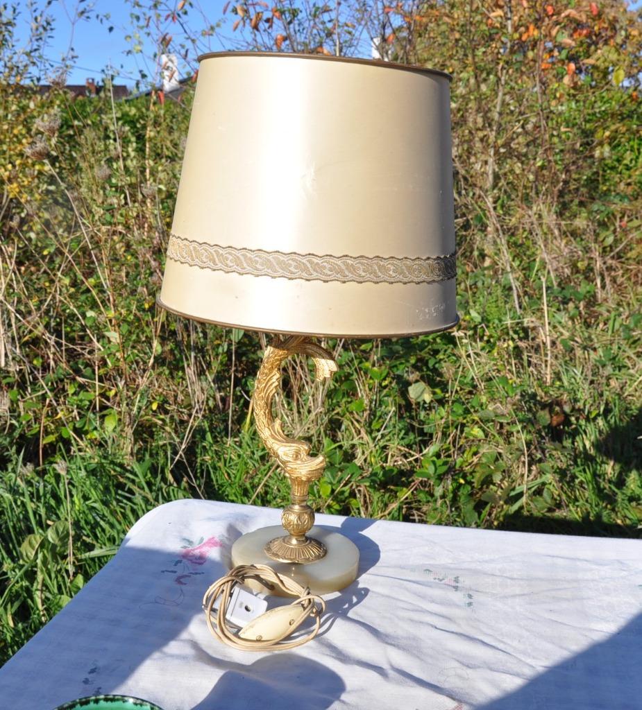 lampe de table pied laiton poisson, Antiek en Kunst, Antiek | Verlichting, Ophalen of Verzenden