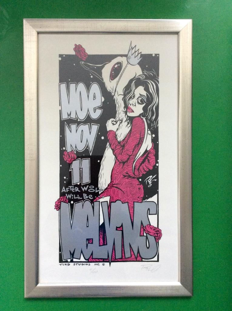 Rare Affiche sérigraphiée du band Punk/hardcore The Melvins, Rectangulaire vertical, Avec cadre, Comme neuf, Musique