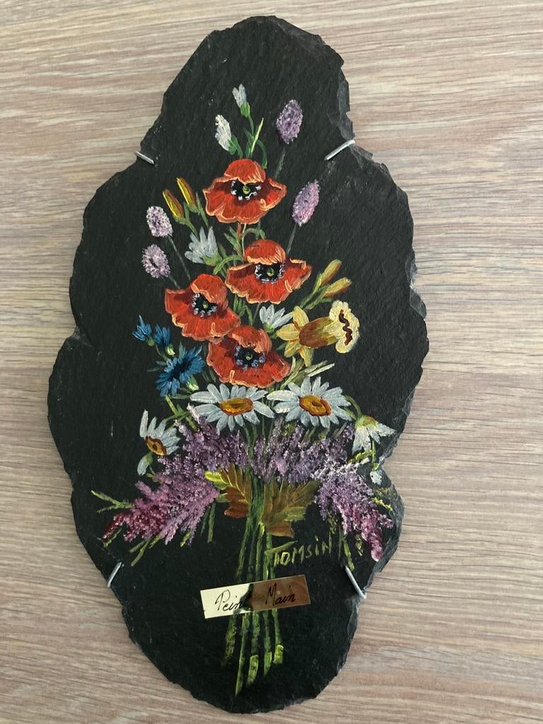Wanddecoratie. Leisteen  met wilde bloemen. Tomsin., Enlèvement ou Envoi