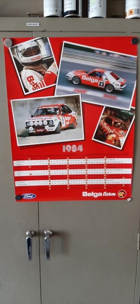Affiche Belga almanach 1984 Escort Mustang, Collections, Enlèvement ou Envoi, Comme neuf