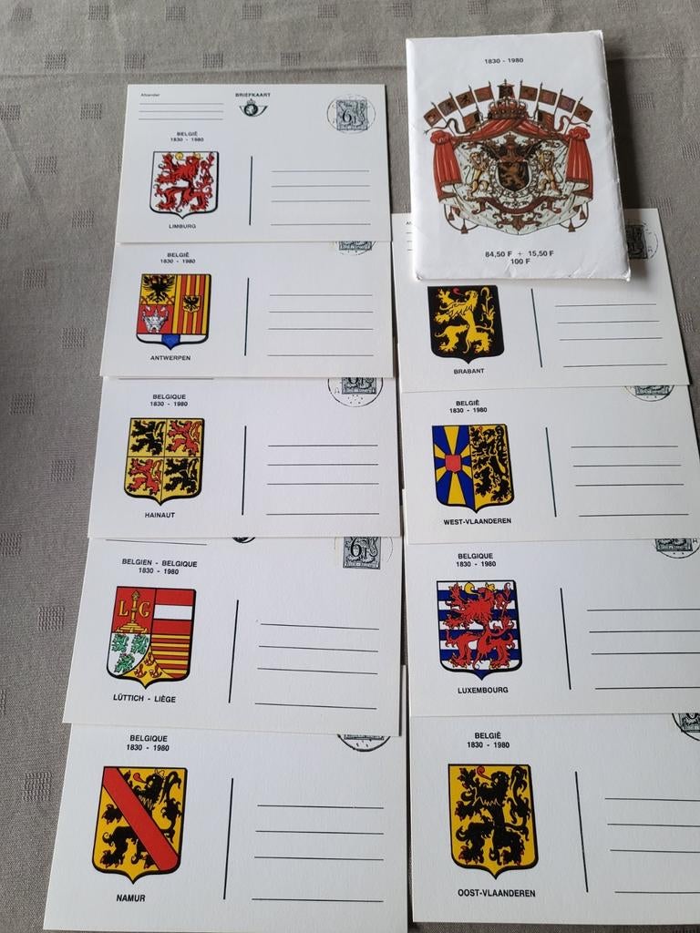9 briefkaarten van 9 provincies, Ophalen of Verzenden