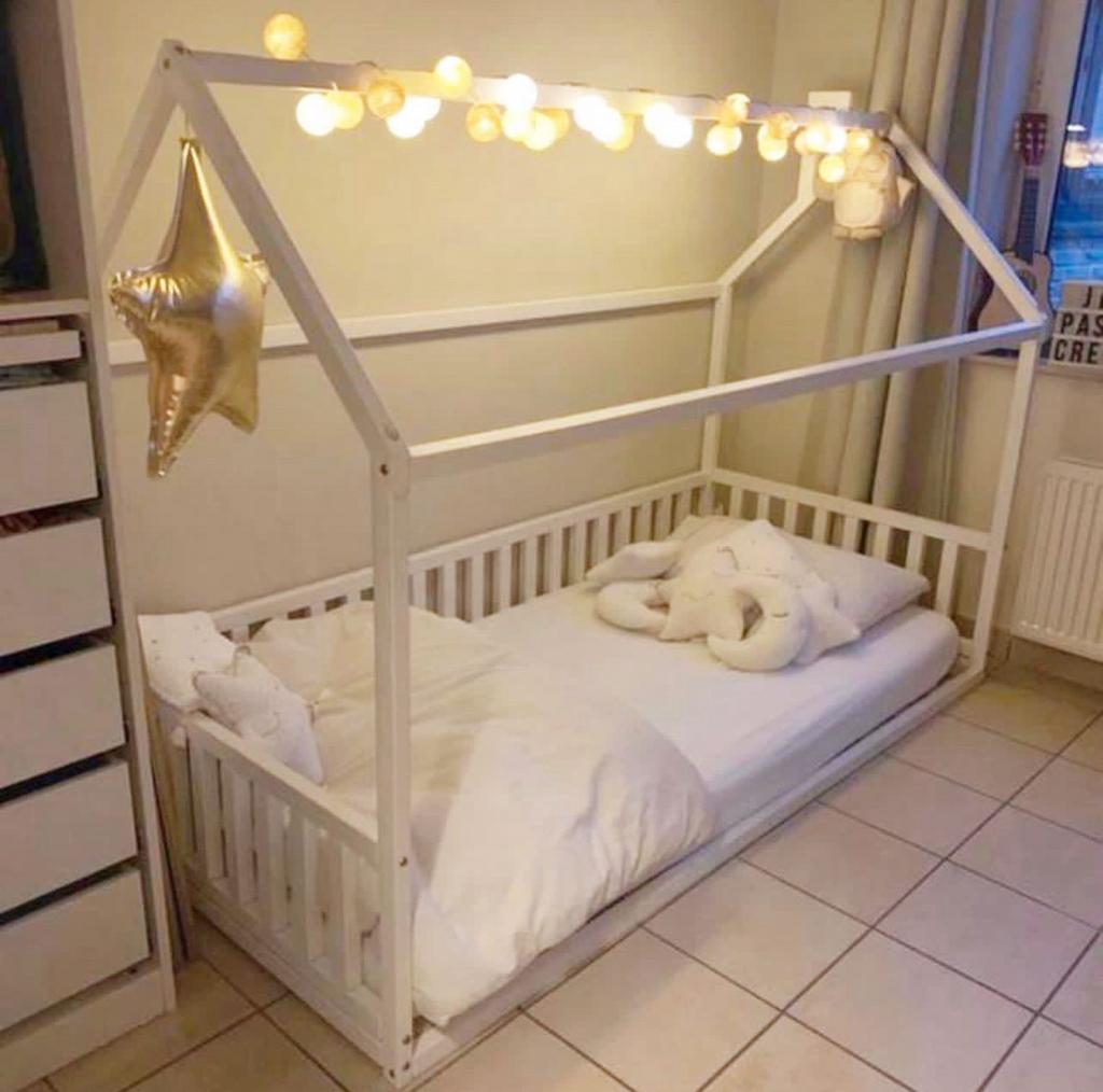 Lit cabane Montessori enfant en bois de pin 200x90cm, Enlèvement ou Envoi