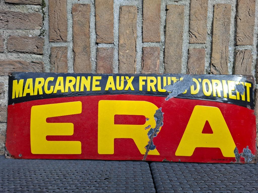 Planche émaillée Old Era Margarine (Emaillerie Belge), Collections, Enlèvement ou Envoi, Neuf, Panneau publicitaire