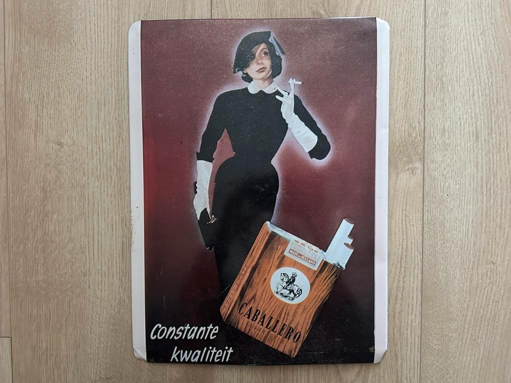 Oud Reclamebord Caballero Sigaretten glacoide - jaren 50, Verzamelen, Merken en Reclamevoorwerpen, Verzenden, Gebruikt, Reclamebord
