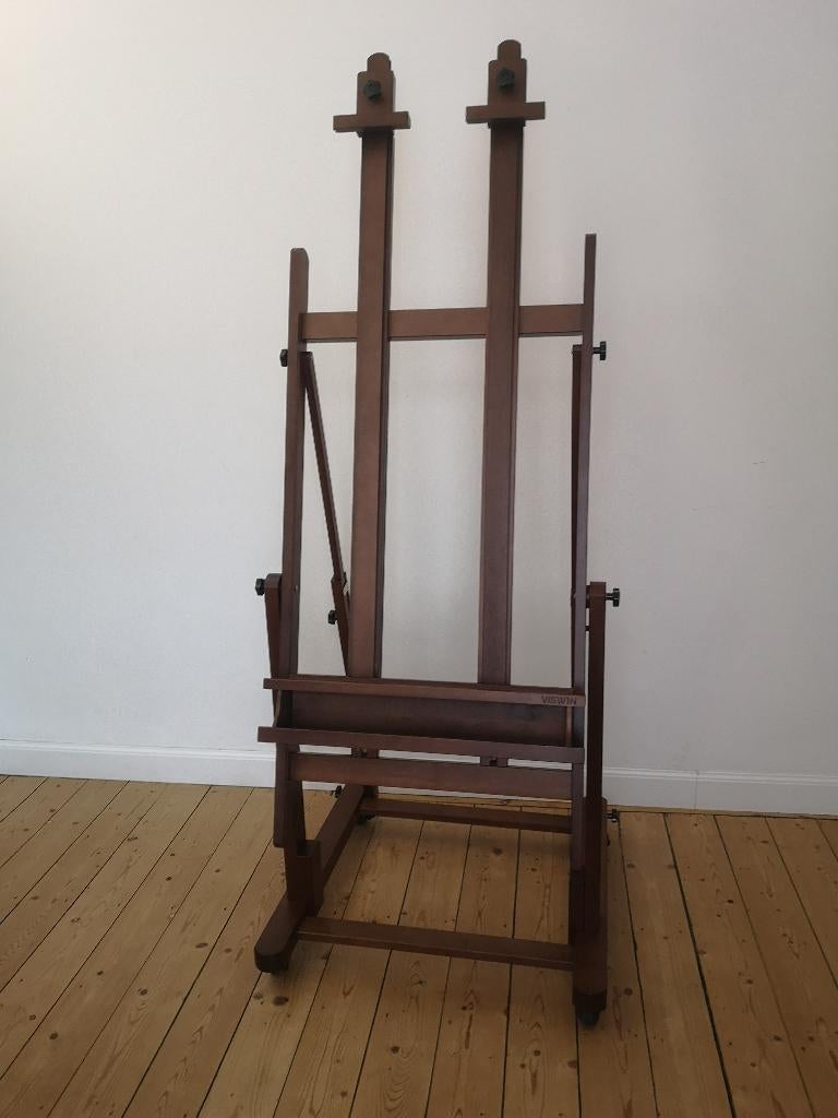 Grand chevalet en bois massif mobile inclinable 90 ", Hobby & Loisirs créatifs, Peinture, Enlèvement ou Envoi, Comme neuf, Chevalet