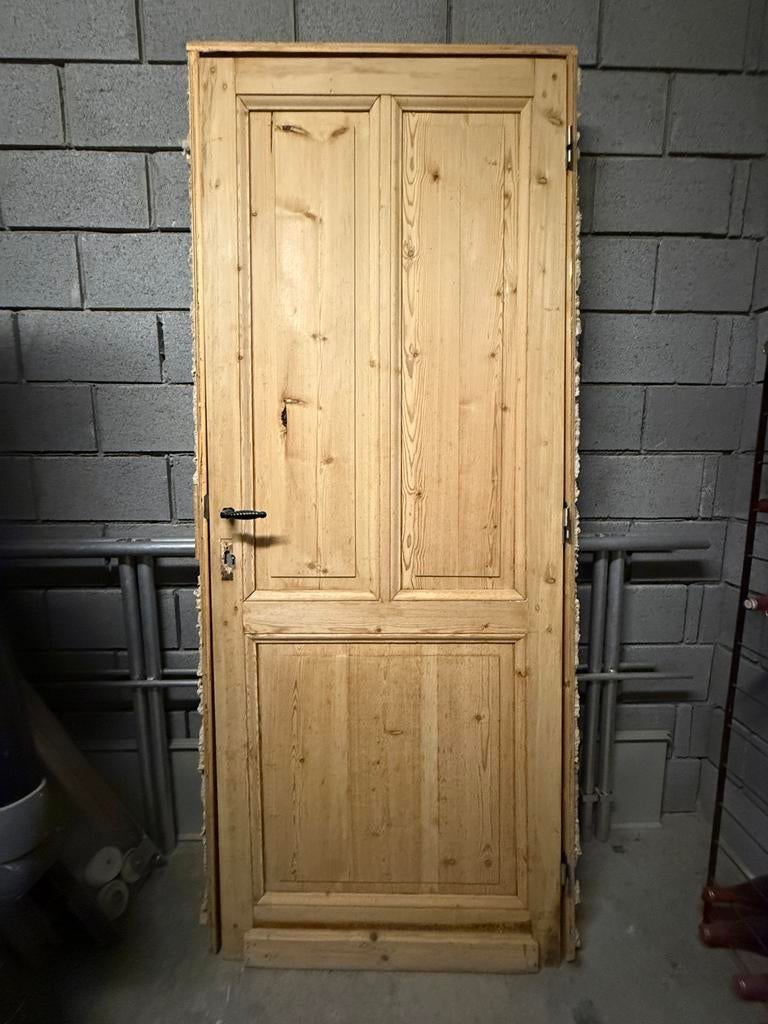 Houten deur met chambrang, Doe-het-zelf en Bouw, Ophalen, Gebruikt, 80 tot 100 cm, 215 cm of meer