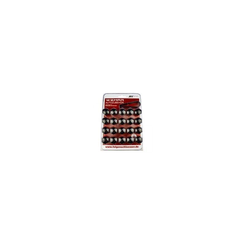 SET DE 20 CACHES-BOULONS DE JANTES + PINCE - NOIR - 17MM, Auto diversen, Tuning en Styling, Ophalen