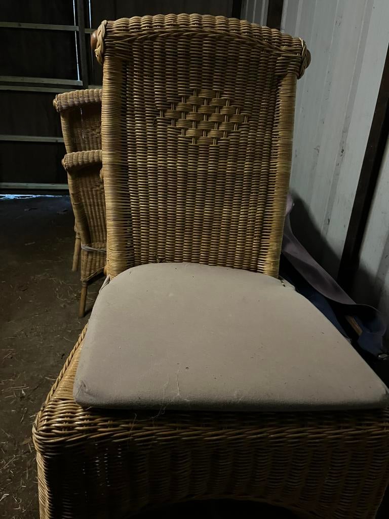 Rieten stoelen, Huis en Inrichting, Stoelen, Ophalen, Gebruikt, Bruin, Riet of Rotan