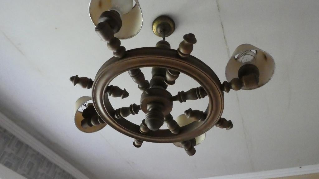 lustre rond en bois, Enlèvement, Utilisé