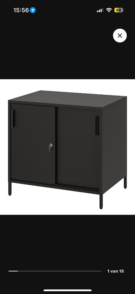 Ikea kast zwart metaal met schuifdeuren, Moins de 100 cm, Comme neuf, Enlèvement, 50 à 100 cm