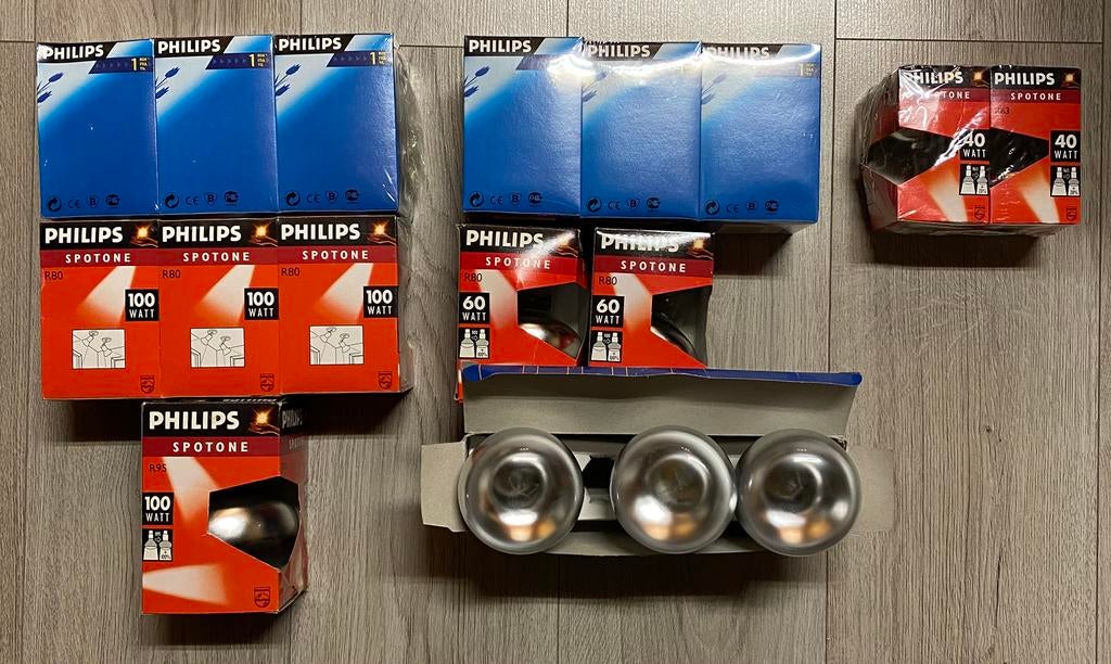 18 Ampoules NEUVES Philips Spot vis E27, 40W - 60W - 100W, Antiquités & Art, Enlèvement ou Envoi