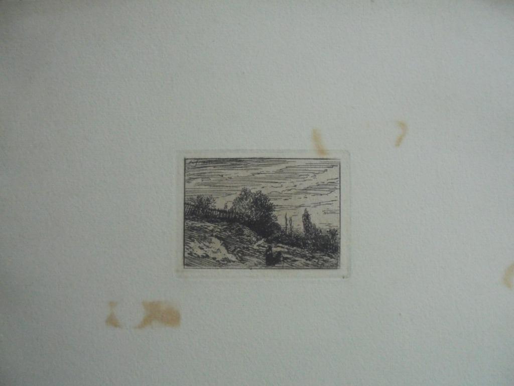 Charles Emile Jacque  1813 - 1894  Ets   Landschap, Verzenden