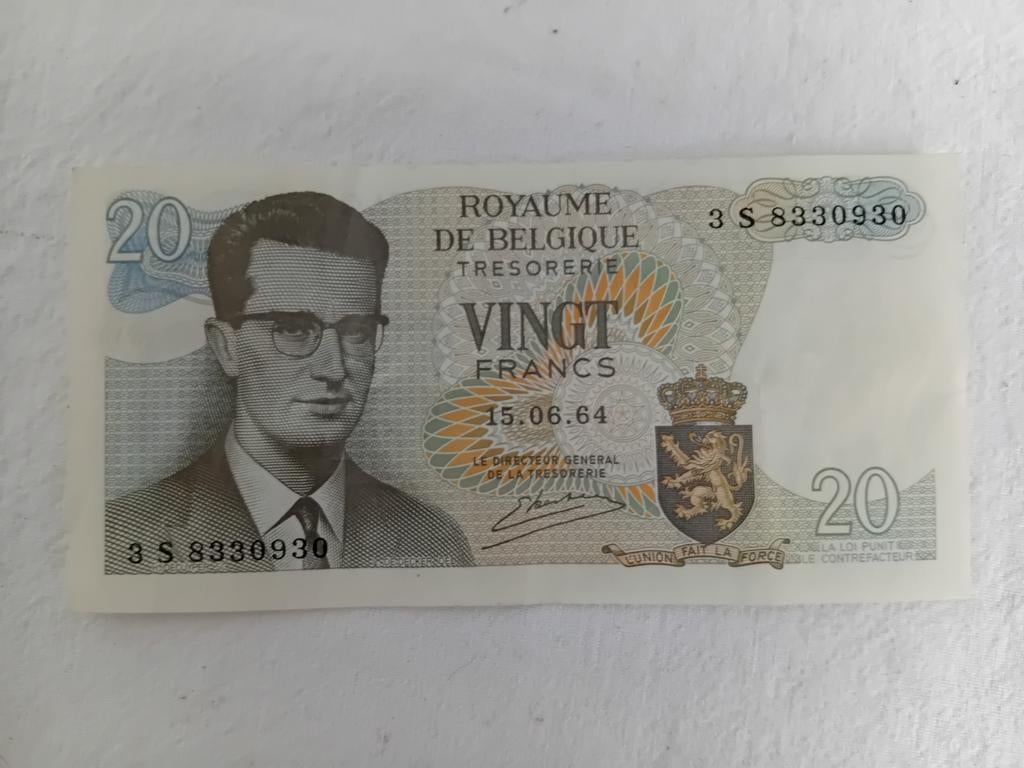 Nieuw Belgisch biljet van 20 frank uit 1964, Ophalen of Verzenden, Los biljet