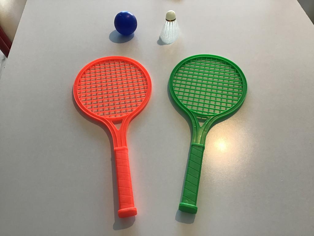 Badminton oranje en groen, kunststof, Enlèvement ou Envoi, Comme neuf