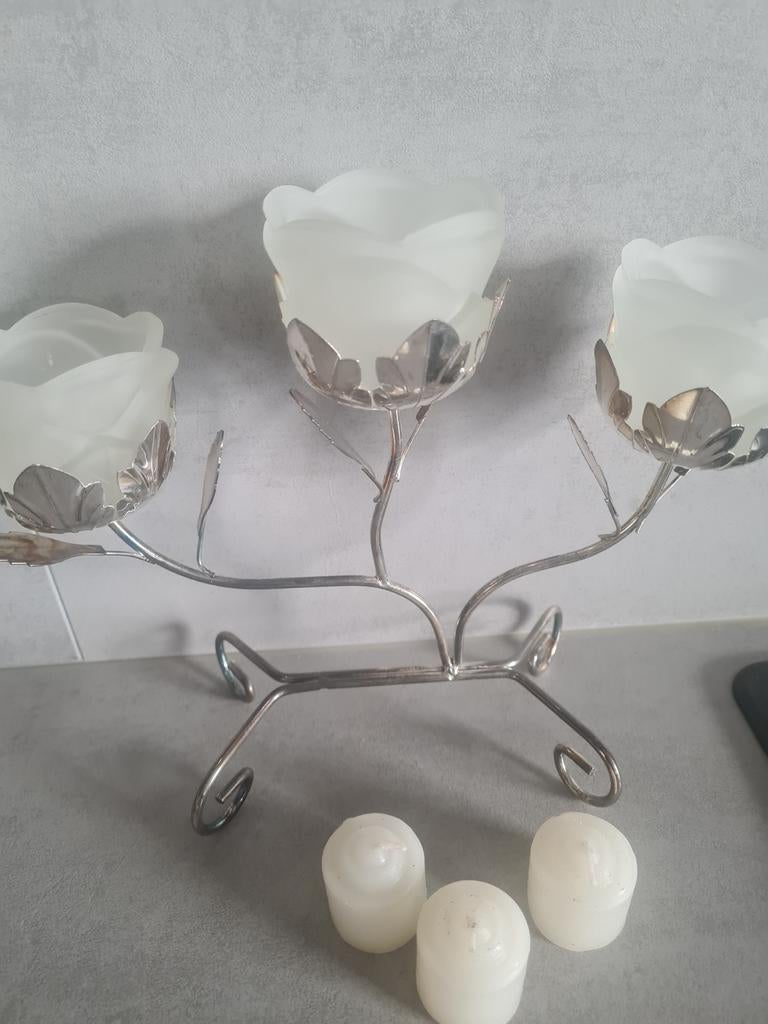 bloemvormige glazen kandelaars, Ophalen of Verzenden