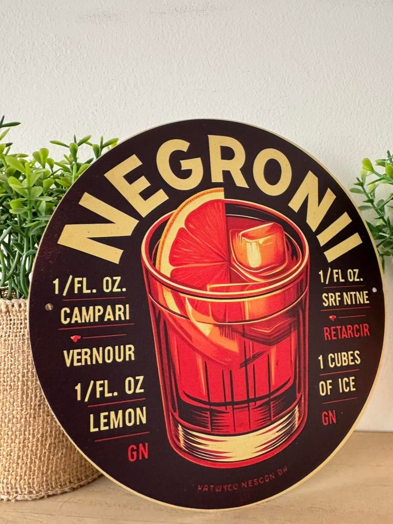 Ronde metalen reclamebor Negroni, Ophalen of Verzenden, Nieuw, Reclamebord