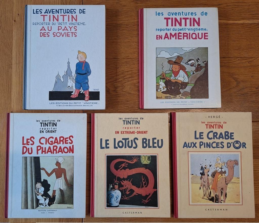 5 BD Tintin fac-similé noir et blanc 1981..., Livres, Plusieurs BD, Enlèvement ou Envoi, Comme neuf, Hergé.