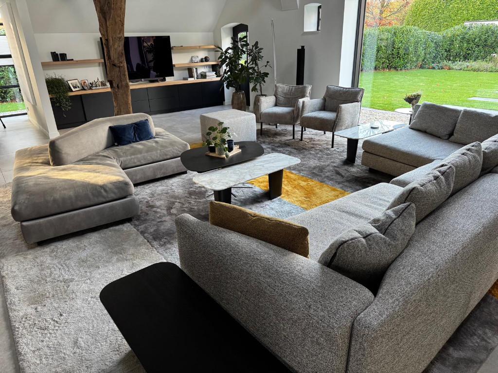 EXCLUSIF Minotti Granville ensemble intérieur PN 75.000, Enlèvement ou Envoi, Comme neuf, Autres matériaux, Bankstel Bank Zetels Sofa Hoekbank Design bank
