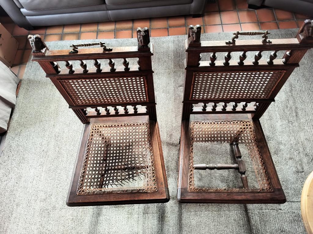 2 vintage stoelen, Huis en Inrichting, Stoelen, Ophalen, Gebruikt, Twee, Bruin
