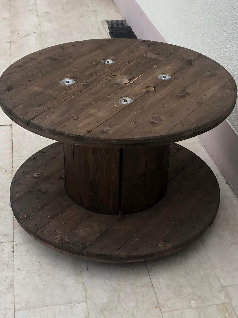 Reel tafel, Tuin en Terras, Ophalen, Zo goed als nieuw, Rond, Hout