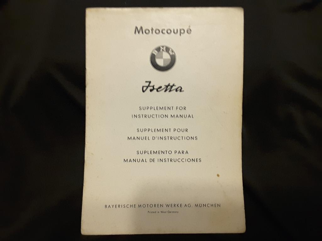 Supplement bij de handleiding van een BMW Isetta, Eng/Fr/Sp., Enlèvement ou Envoi