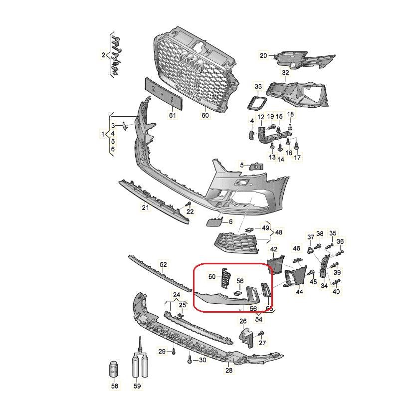LISERET DE PARE CHOC AVANT GAUCHE  AUDI RS3 8V (16-19), Autos : Divers, Tuning & Styling, Enlèvement